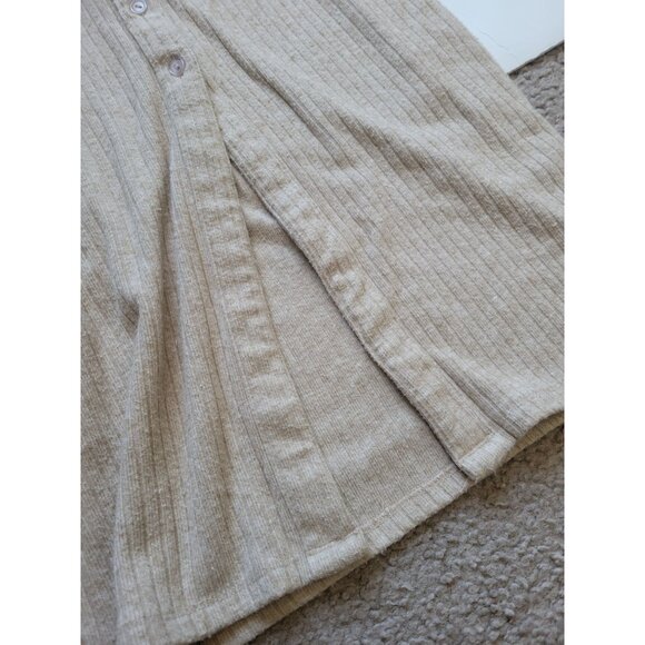 Astr Bransbury Knit Dress - Tan Ribbed Buttoned Long Sleeve Dress Size S Wedding - Picture 13 of 14